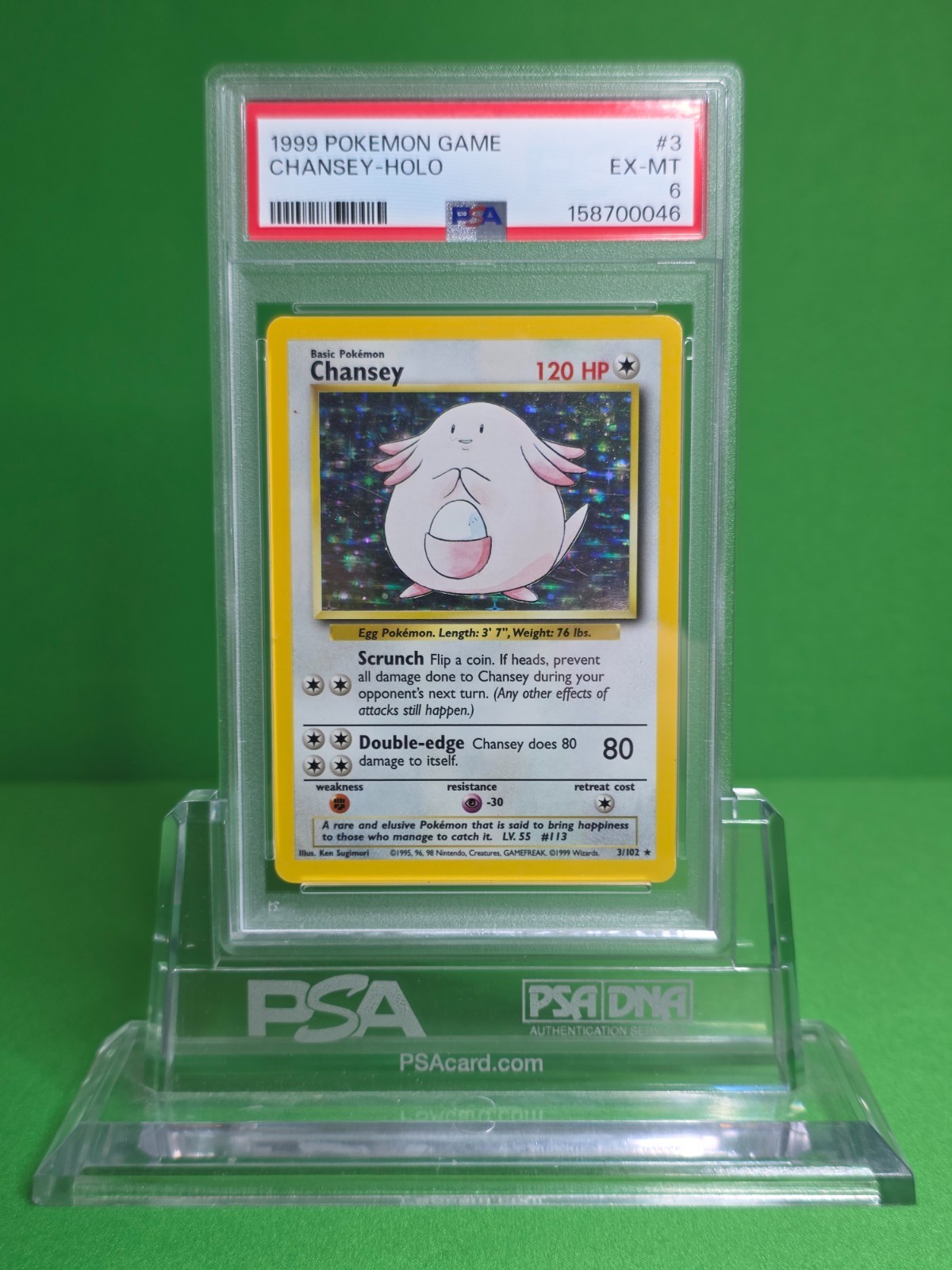 POKEMON 1999 BASE SET 2 CHANSEY HOLO 3 PSA 6 POKEMON 1999 BASE SET 2 CHANSEY HOLO 3 PSA 6