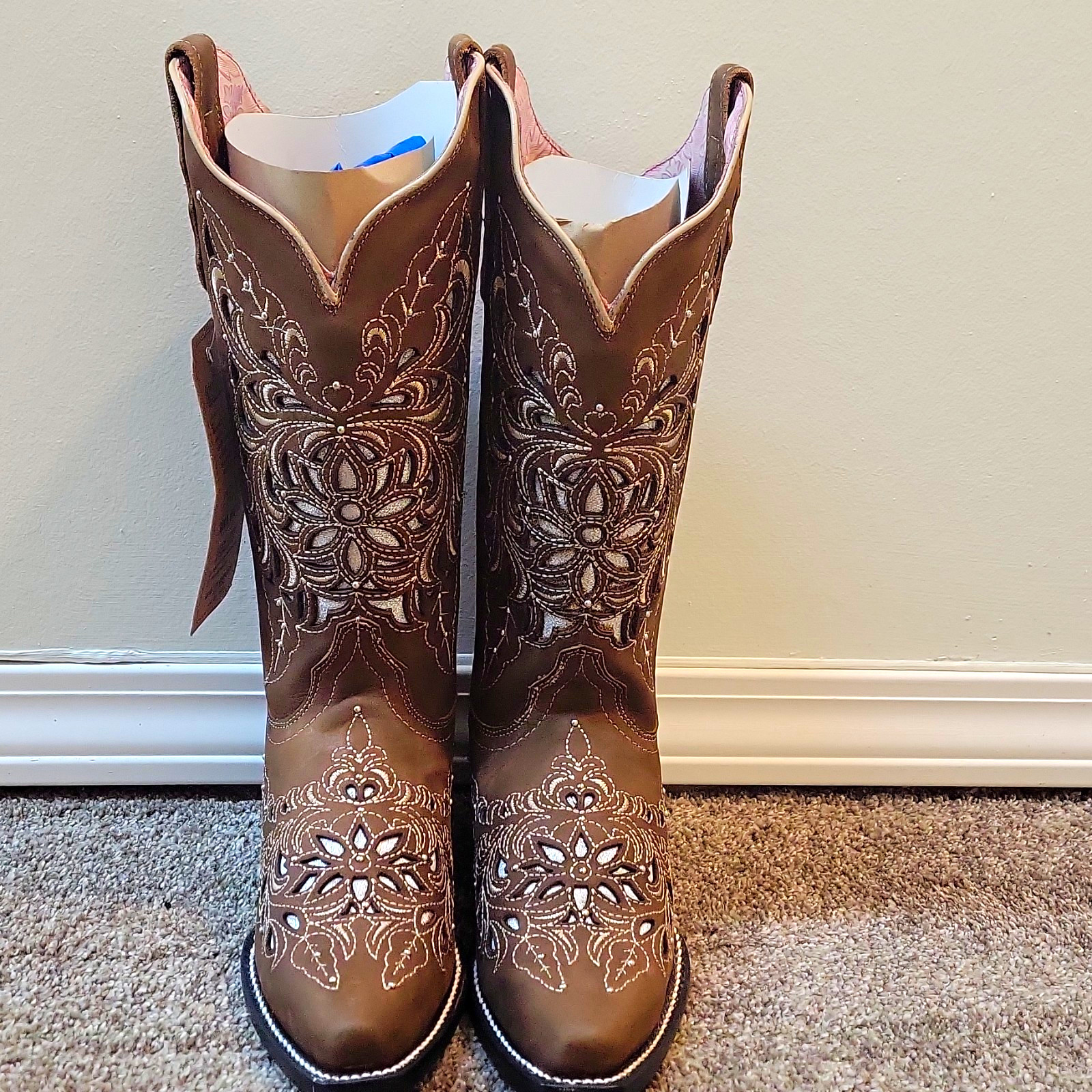 Los Compadres Brown Embroidered Western Cowboy Boots Women’s US 6 Los Compadres Brown Embroidered Western Cowboy Boots Women’s US 6