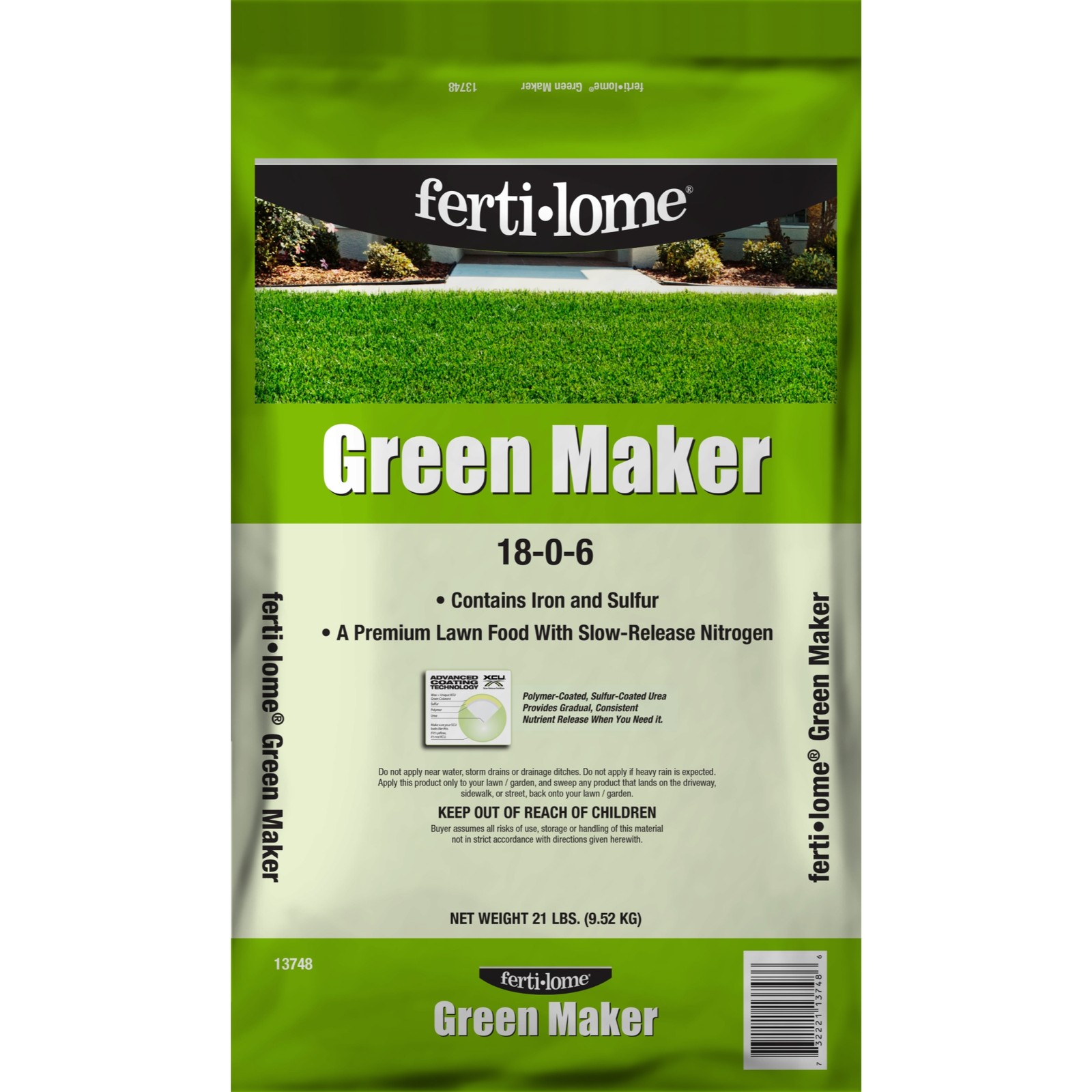 Fertilome Green Maker 18-0-6 Premium Lawn Food for Alkaline Soils, 21lbs