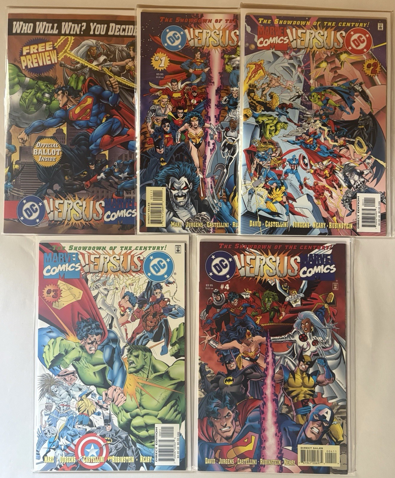 DC Versus Marvel #1-4 + PREVIEW Complete Set Marvel 1996