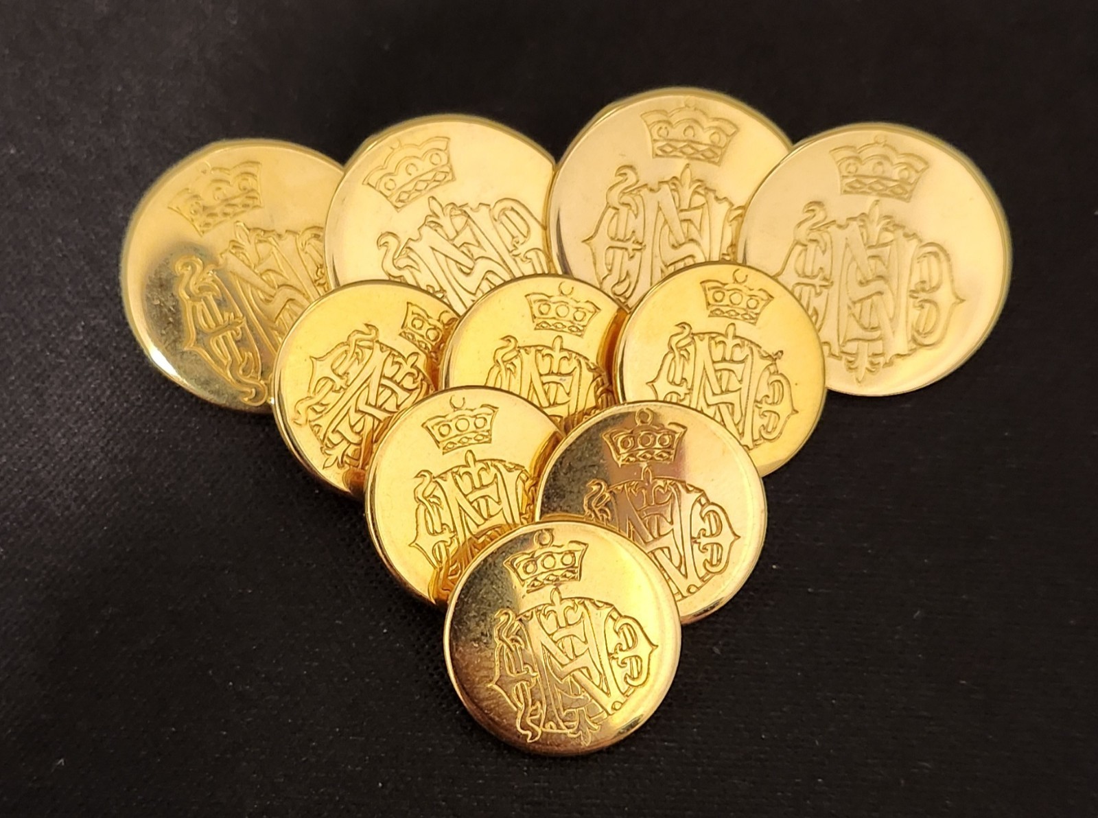 Vintage Harrods Knightsbridge Gold Blazer Buttons Crown Monogram Lot 10
