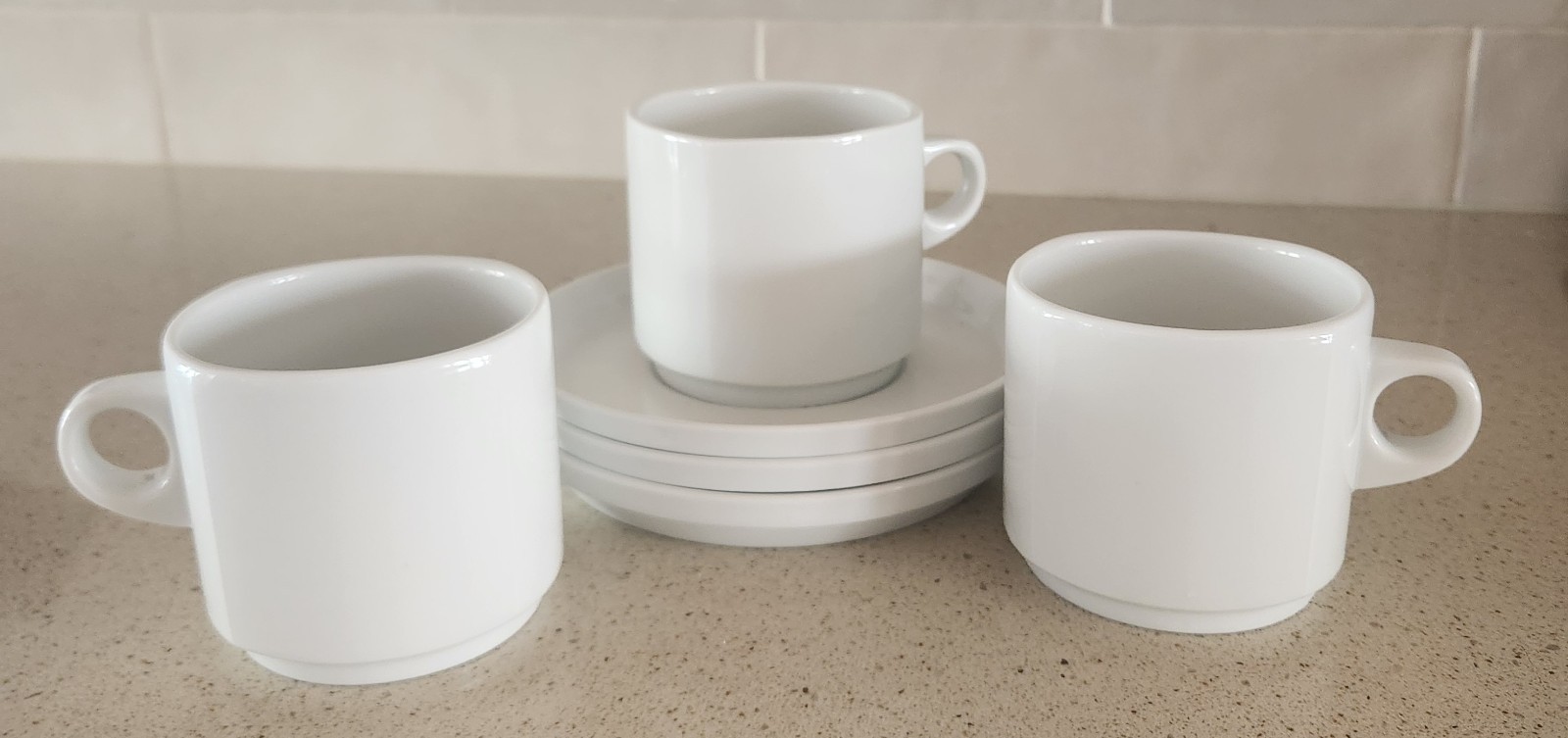 Rosenthal JOY WHITE Cups & Saucers Germany Studio-Line Wolf Karnagel Set of 3