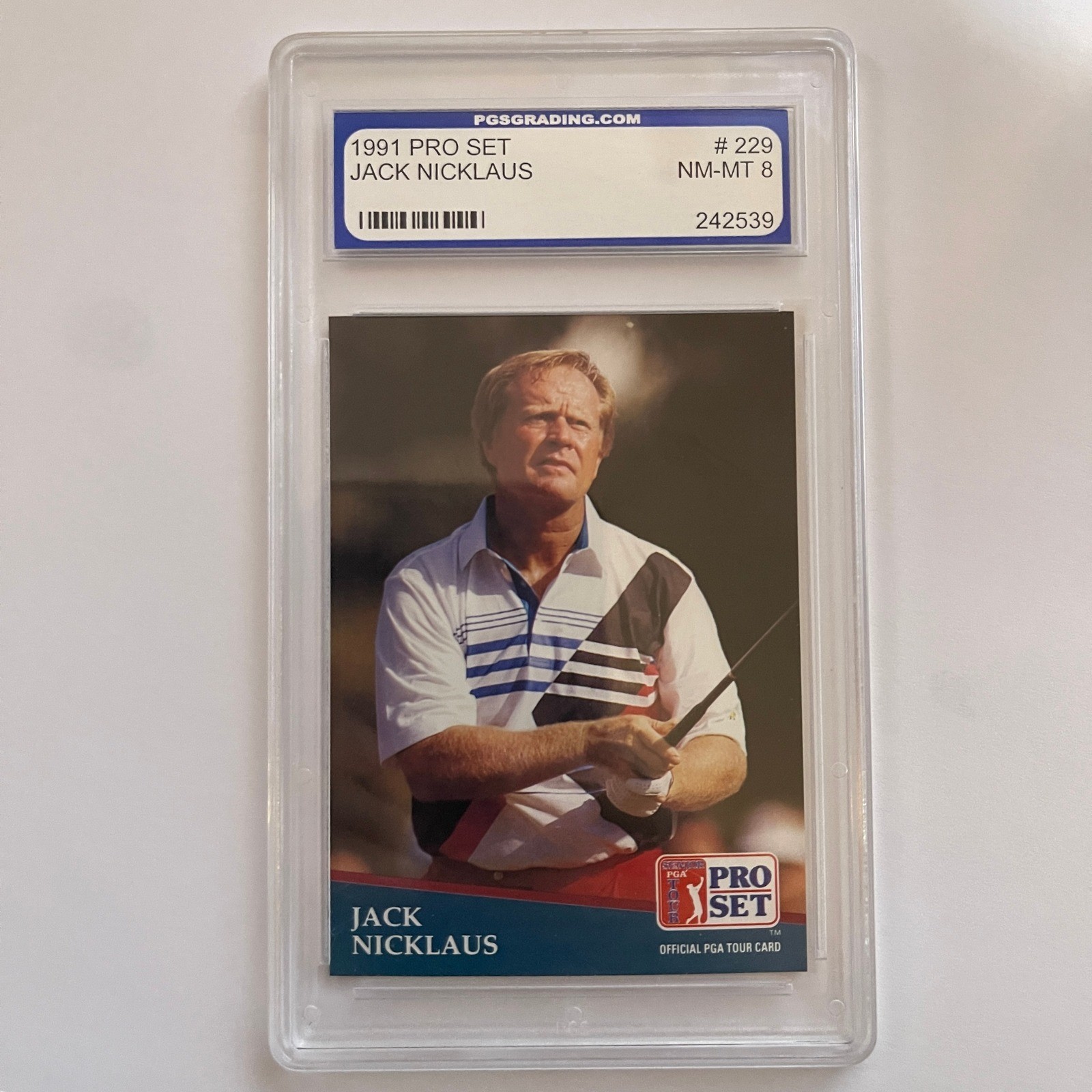 1991 Pro Set Jack Nicklaus Golf Card #229 PGS NM-MT 8 Graded Official PGA Tour