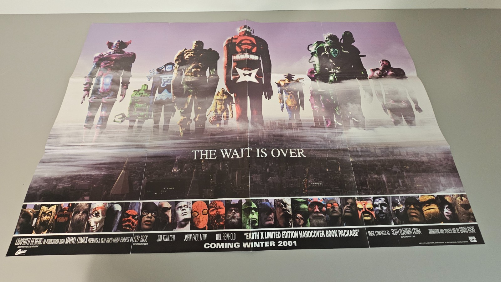Vintage 2001 Marvel Earth X “The Wait Is Over” Promo Poster Alex Ross 24x36 Book