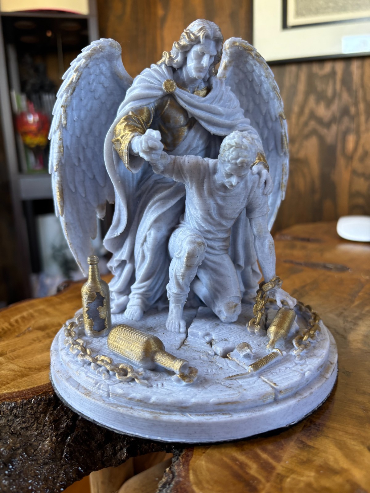Christian Addiction Recovery Sculpture Guardian Angel AA Sobriety Gift