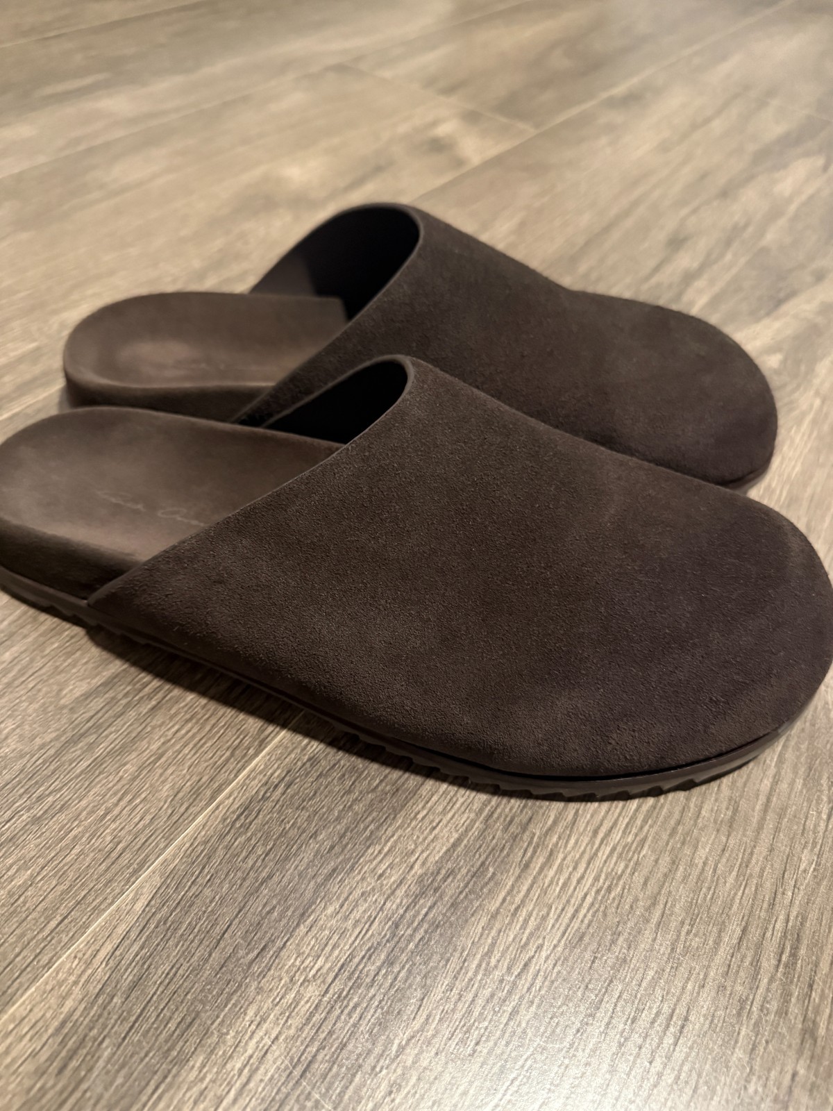 Rick Owens Dark Brown Suede Granola Mules in EU Size 44, Excellent Condition Rick Owens Dark Brown Suede Granola Mules in EU Size 44, Excellent Condition