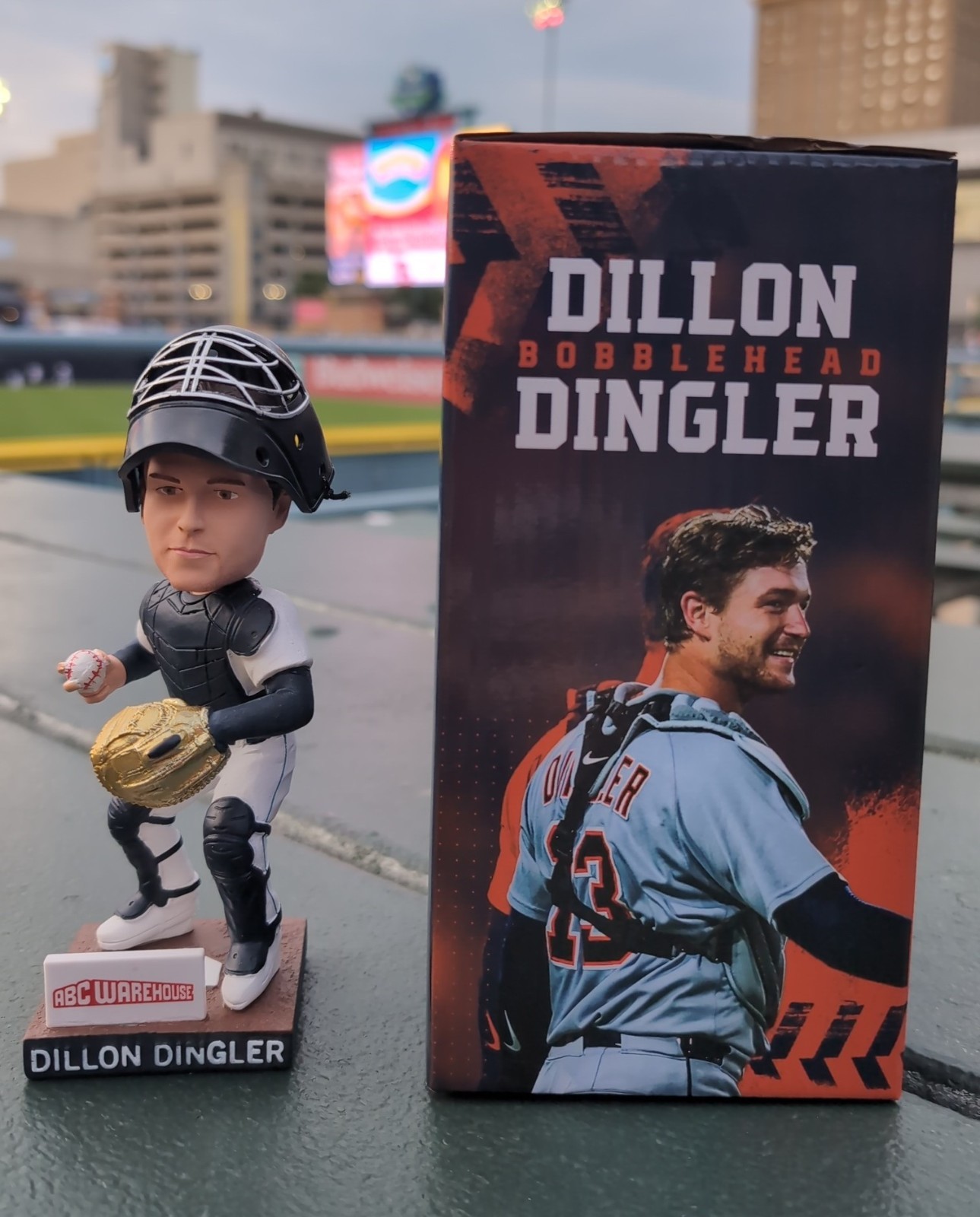 Dillon Dingler Detroit Tigers Bobblehead Toledo Mud Hens Gold Glove IN HAND 