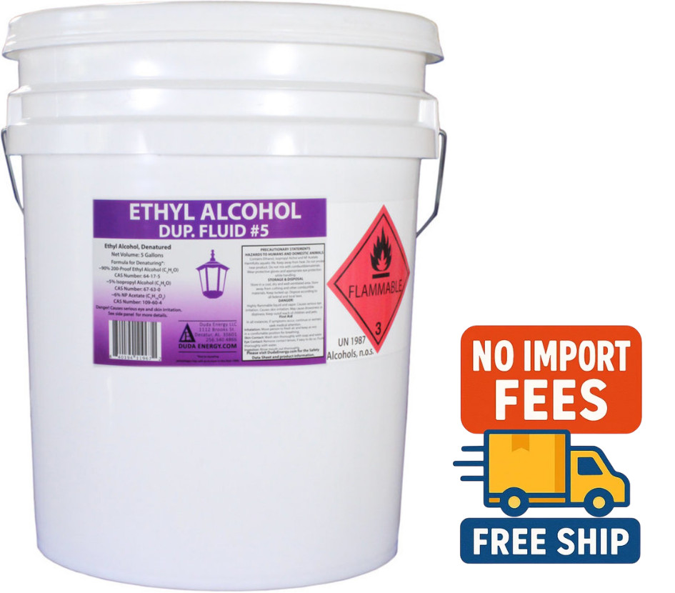 Duda Diesel 5 Gallon Ethanol Fuel Grade Alcohol Brewing Extraction Solvent
