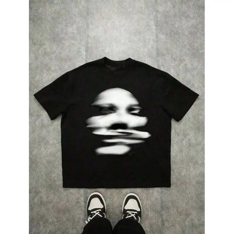 Blurred Silhouette Graphic Boys Casual Short?Sleeve Summer Everyday Cotton T?Shi