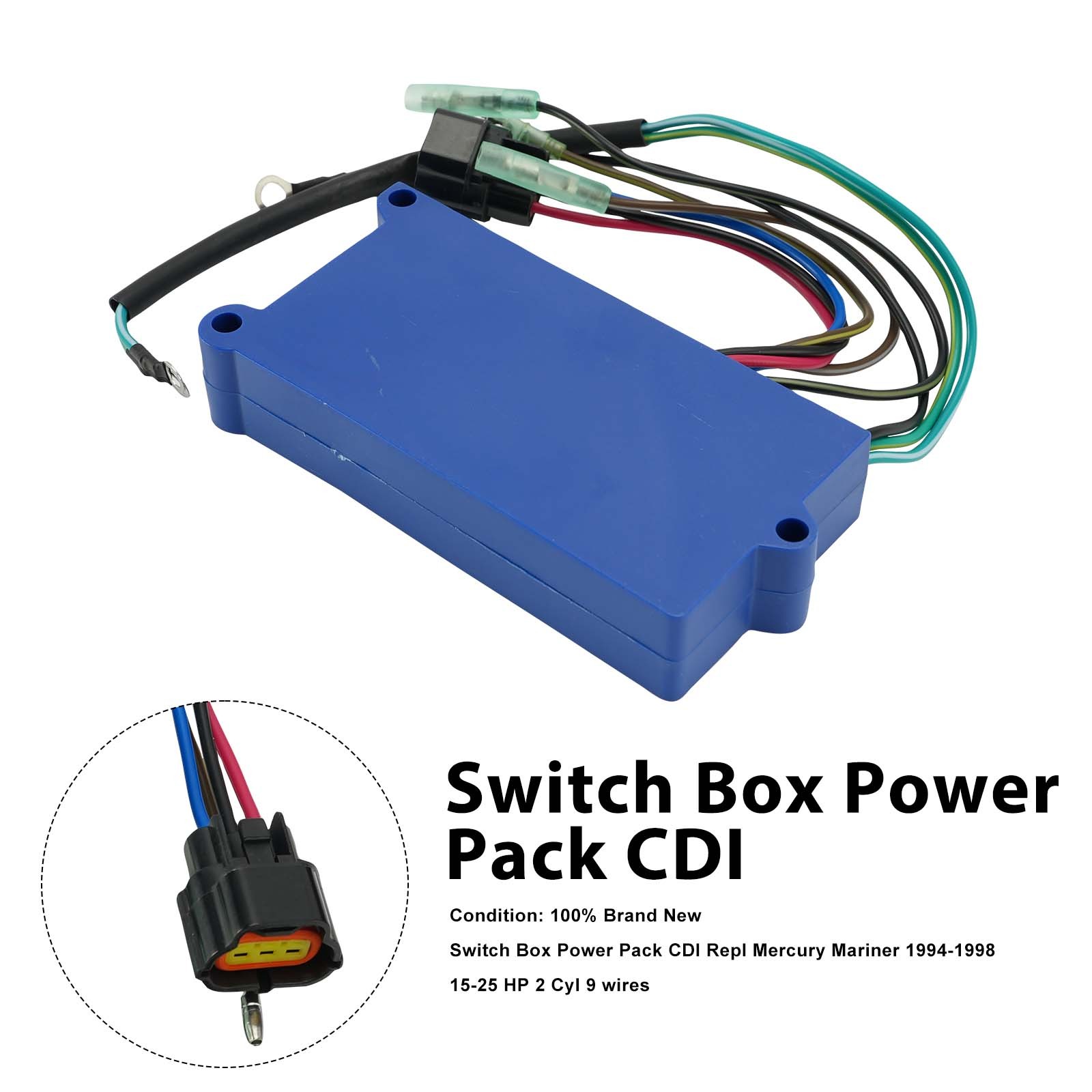 Switch Box Power Pack CDI For Mercury Mariner 15-25 HP 2 Cyl 9 wires 18495A9