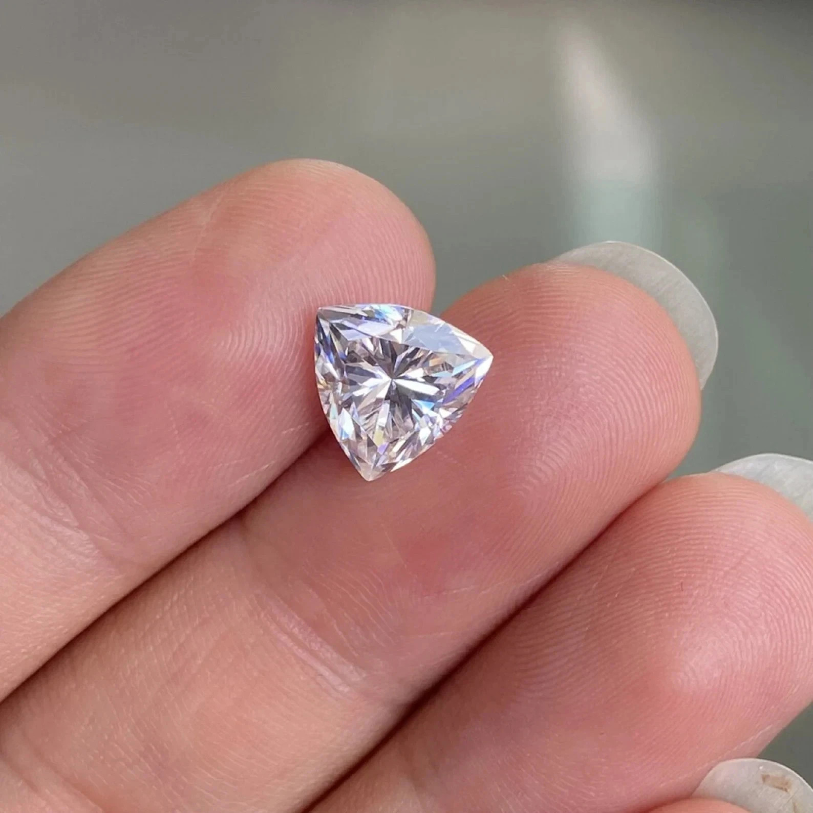2.10 CT Natural White Diamond 9x9MM 1 Pcs Trillion Cut VVS1 D Grade Certified V5