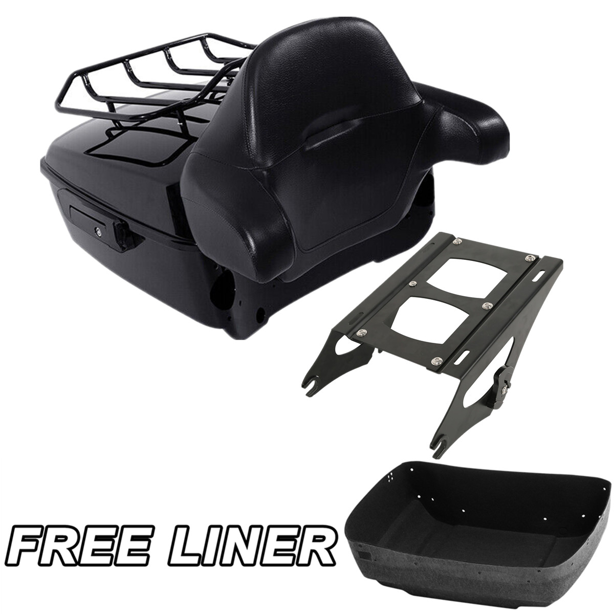 King Trunk Mount Rack Pad Fit For Harley Touring Street Road Glide 2014-25 Black