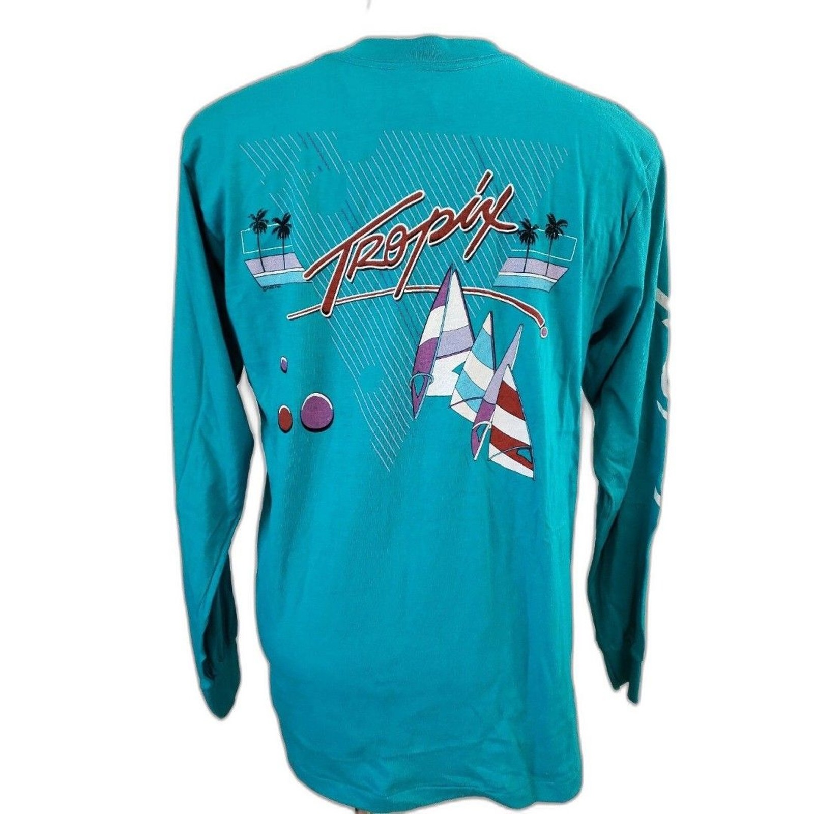 Vtg NOS 80s Tropix Long sleeve T-Shirt, Surf, Beach, Large, Single Stitch, USA Vtg NOS 80s Tropix Long sleeve T-Shirt, Surf, Beach, Large, Single Stitch, USA