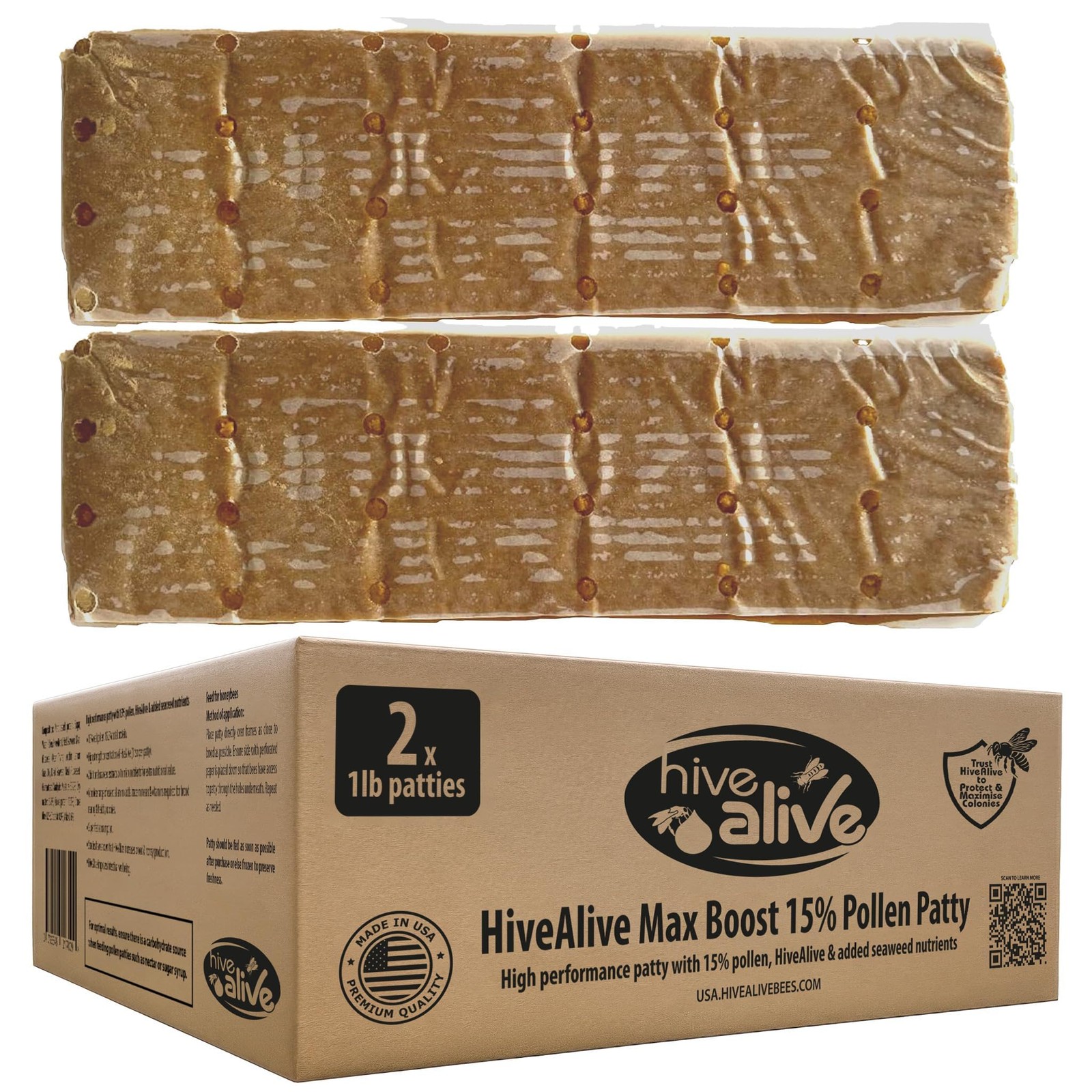 Pollen Patties for Honey Bees 2lb 2x1lb Bee Food with 15% Real USA Pollen, F... Pollen Patties for Honey Bees 2lb 2x1lb Bee Food with 15% Real USA Pollen, F...