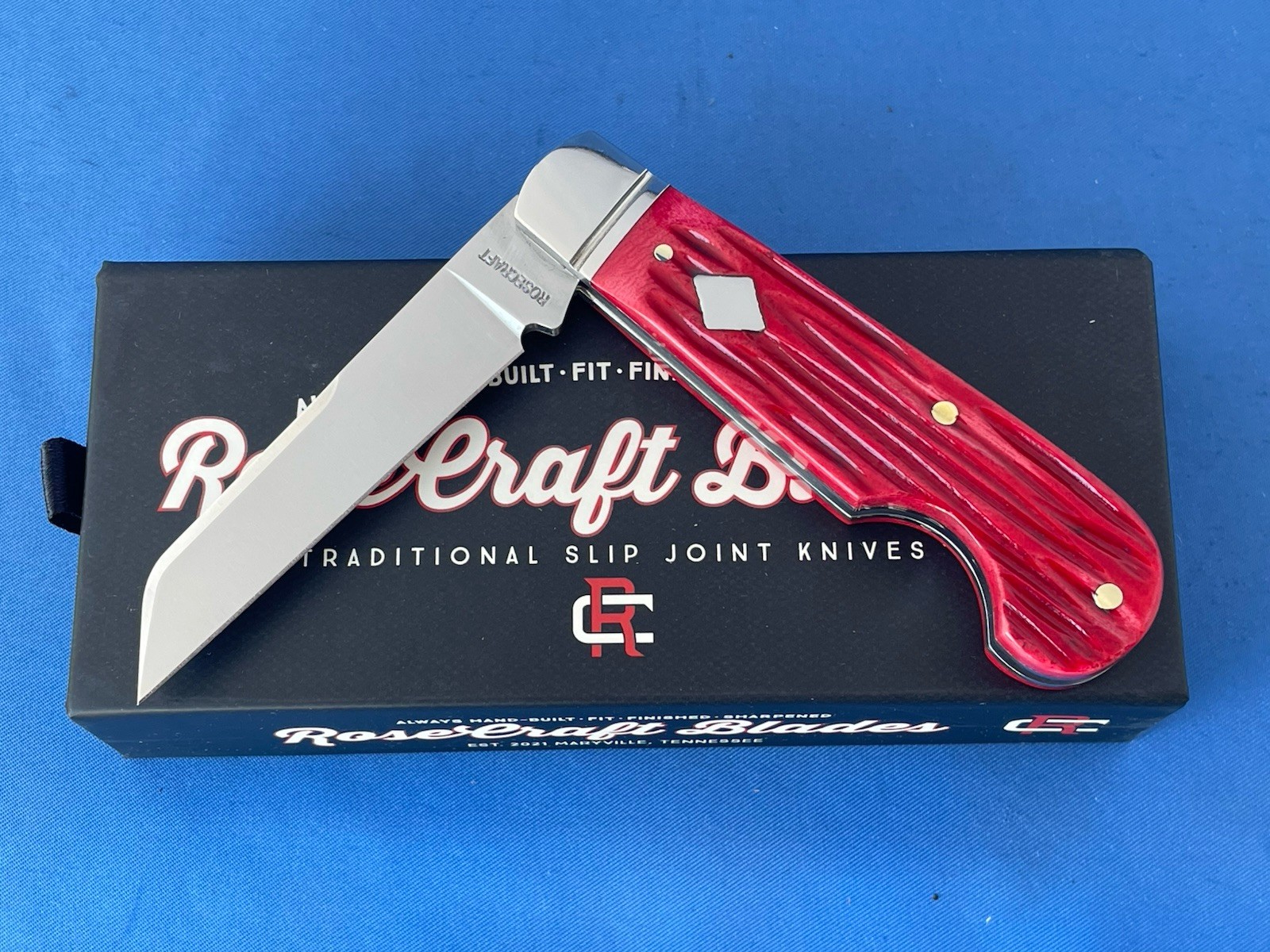 Rosecraft Blades RCT027-RJB Elk River Easy Open Jack Knife Red Jigged Bone SS
