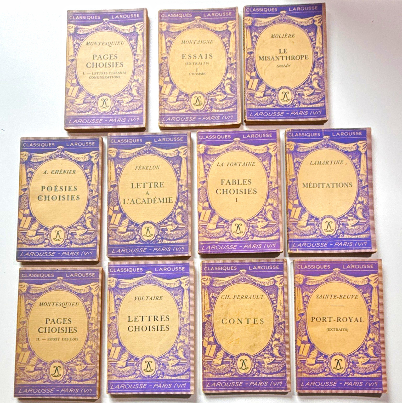 Vintage Set of 11 Larousse Classiques Larousse French Paperback Book Lot