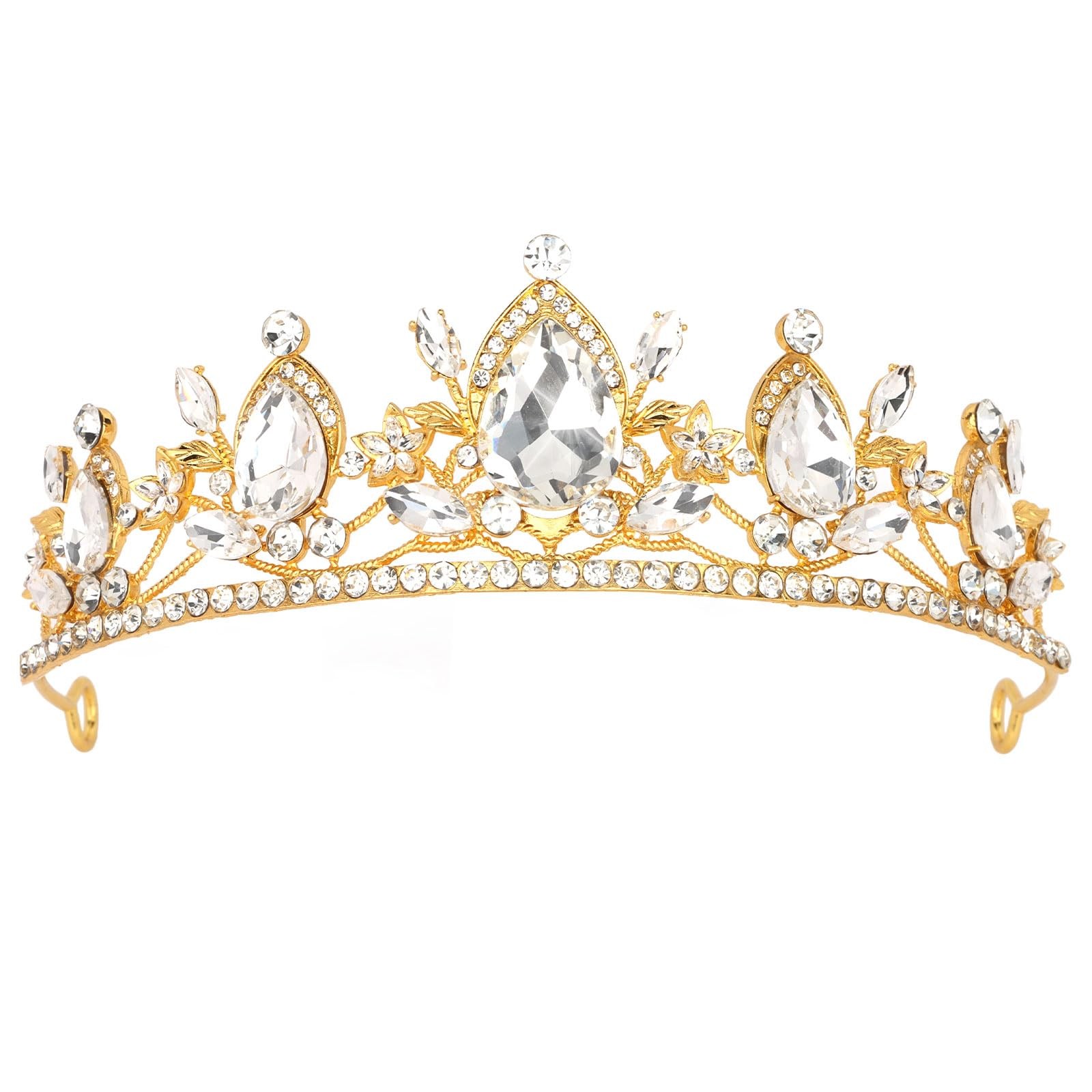 Gold Crown, Crystal Tiaras and Crowns for Green Queen Crown Gold Tiara for Gi...