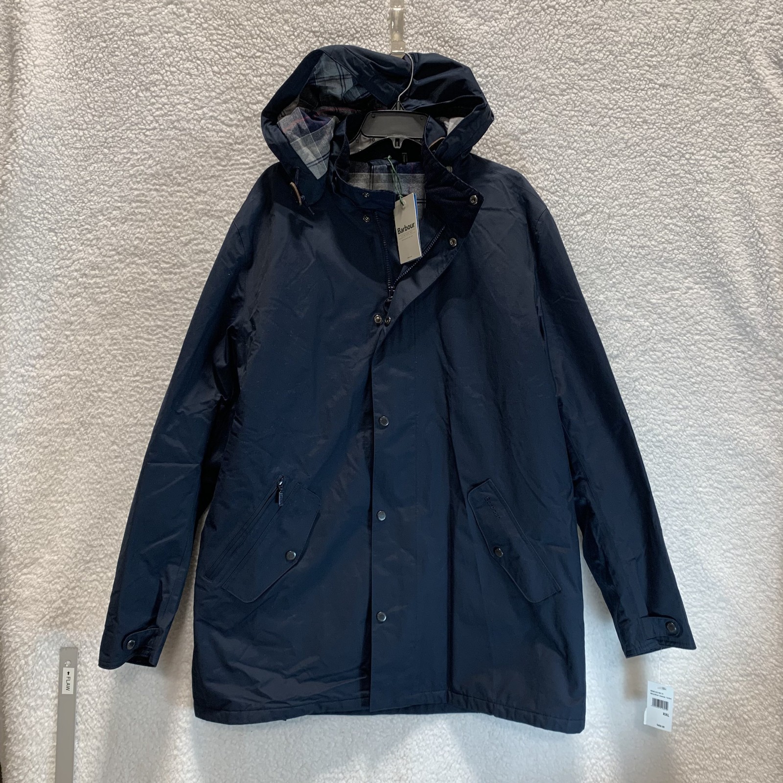Barbour Men\'s Coat Jacket Chelsea Waterproof Quilted Tartan Plaid Navy XXL Hood Barbour Men\'s Coat Jacket Chelsea Waterproof Quilted Tartan Plaid Navy XXL Hood