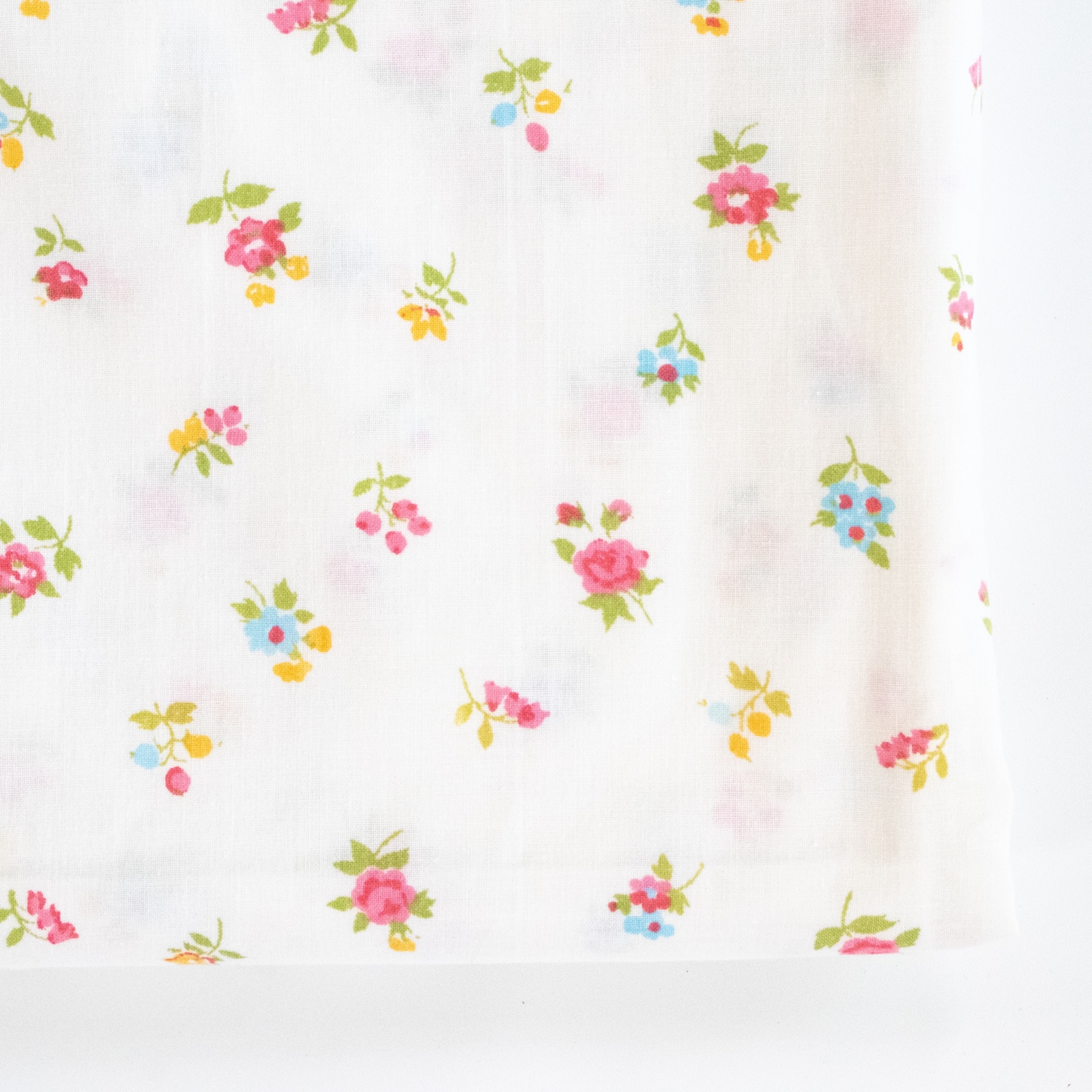 Vintage Perma Prest Twin Flat Bed Sheet Flowers Floral Muslin Pink Blue Yellow