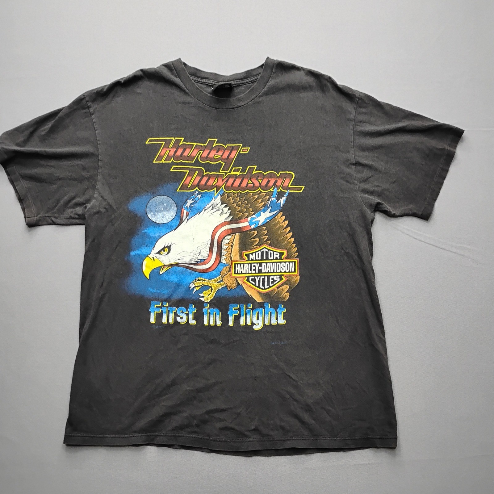 Vintage Harley Davidson First in Flight Eagle Graphic T-Shirt Black XL USA Vintage Harley Davidson First in Flight Eagle Graphic T-Shirt Black XL USA