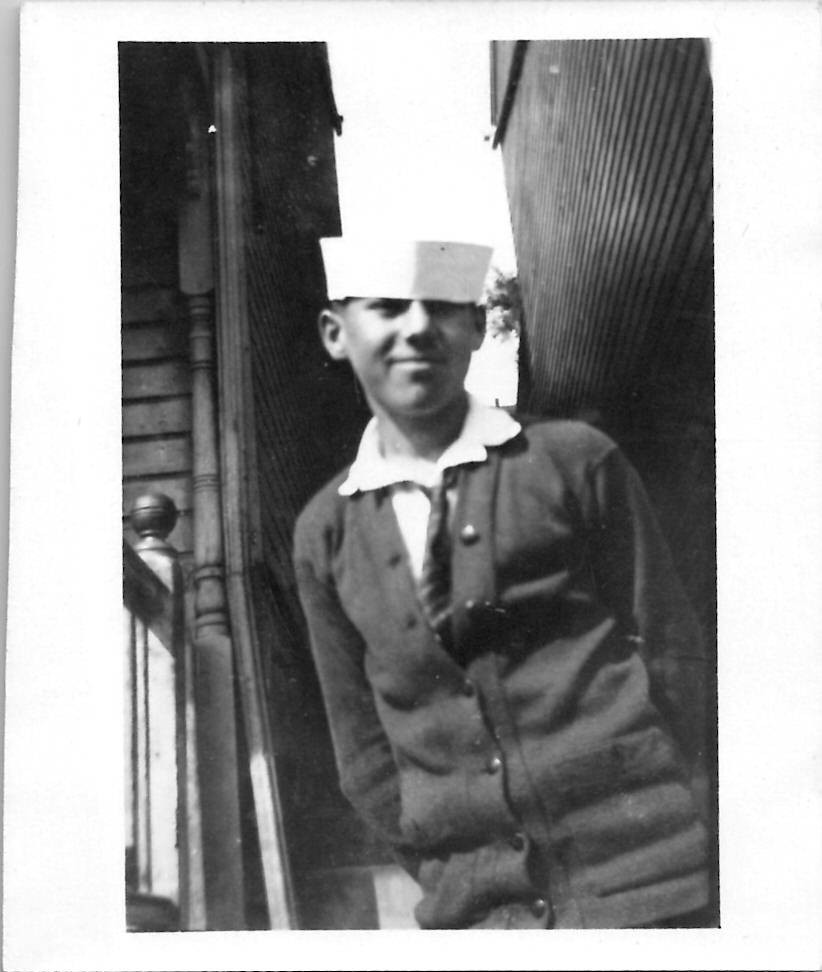 Steelton PA Goofy Boy Wearing Paper Hat Slavic Name Snapshot 1924 Antique Photo