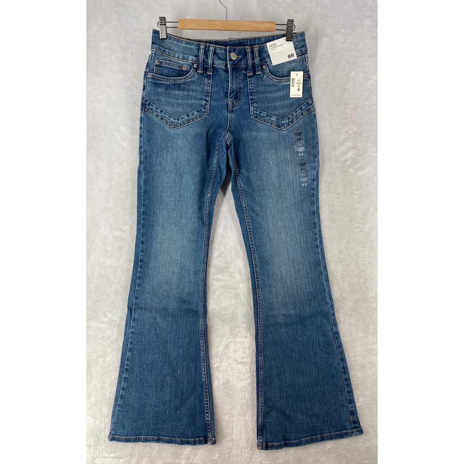 Aeropostale Jeans Womens 8 Blue Low Rise Flare Denim Stretch Medium Wash NEW