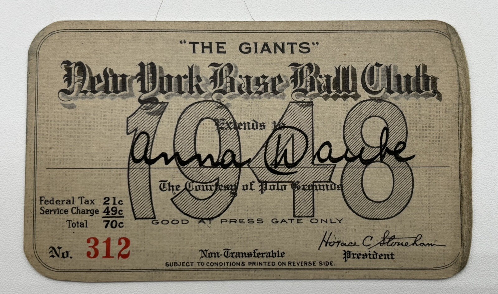 1948 Ticket Pass Richie Ashburn First HR Phillies / Roy Campanella Debut ⚾️