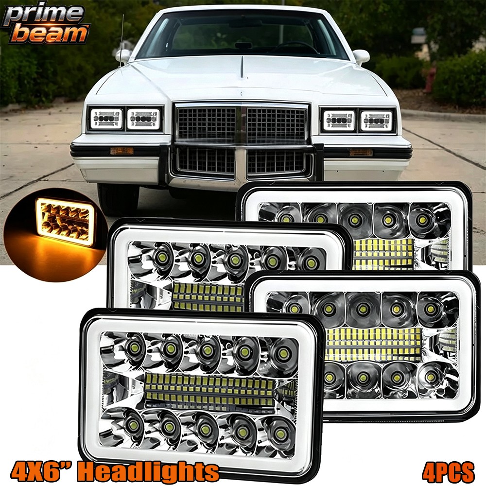 Fit 1976-1987 Pontiac Grand Prix 4PCS 4x6\'\' LED Headlights High-Low Beam DRL DOT