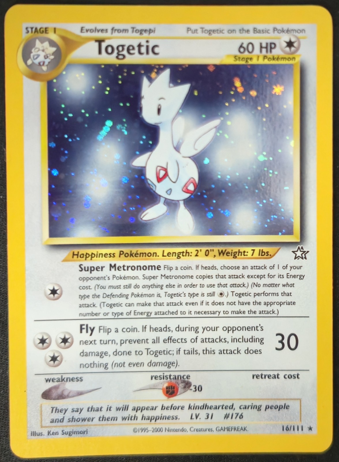 SWIRL Togetic 16/111 Neo Genesis Holo Rare WoTC Pokémon TradingCardGame 2000 LP