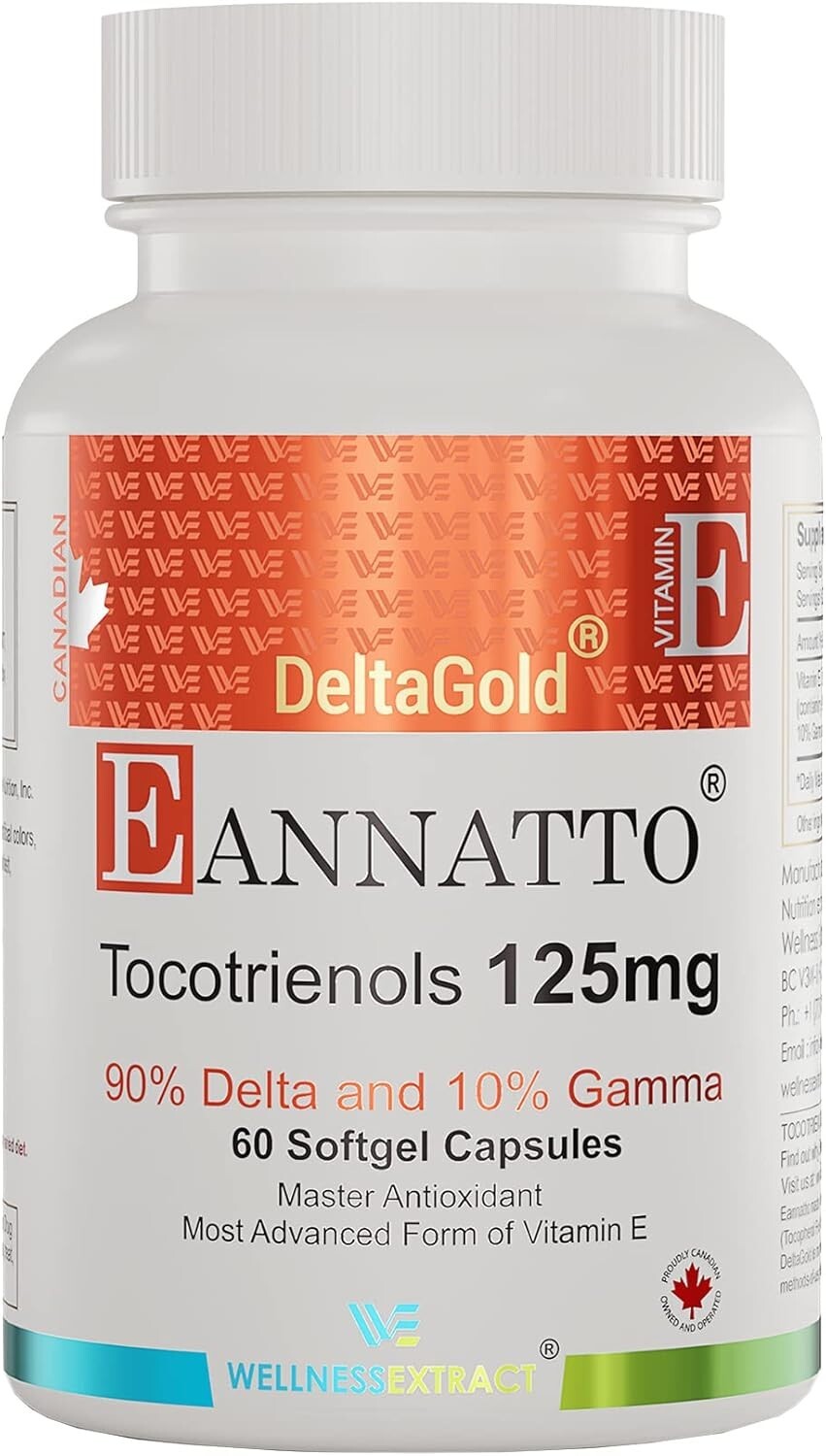 E Annatto Tocotrienols Deltagold 125mg, Vitamin E Tocotrienols Supplements 60...