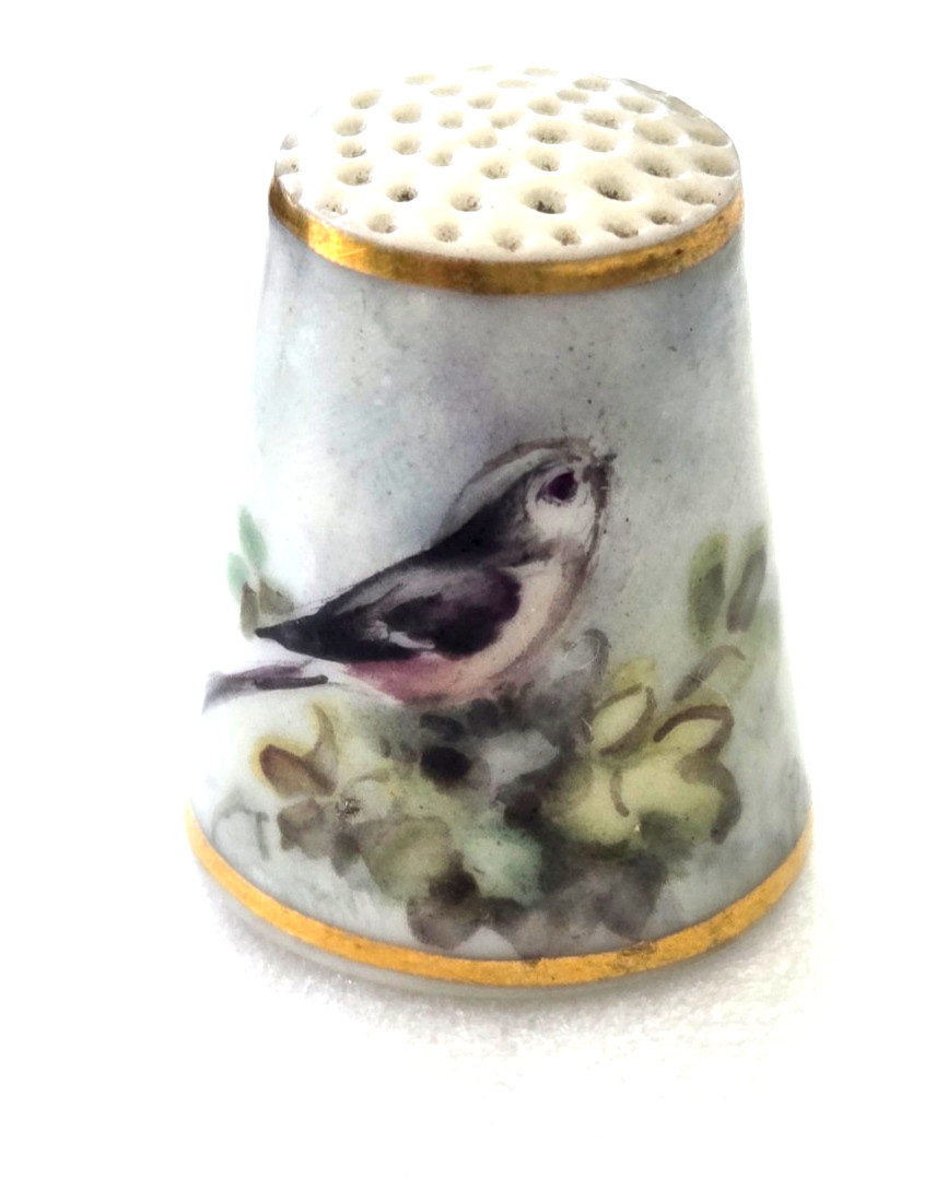 Antique Royal Worcester Porcelain Thimble Hand Painted Bird POWELL,?,