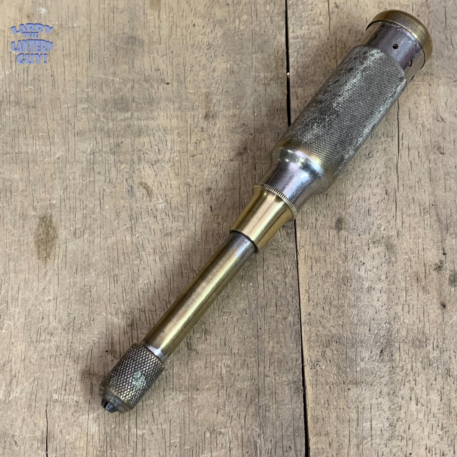 Vintage Goodell-Pratt Company Tool Smiths Push Drill Brass And Wood 1915 Pat.