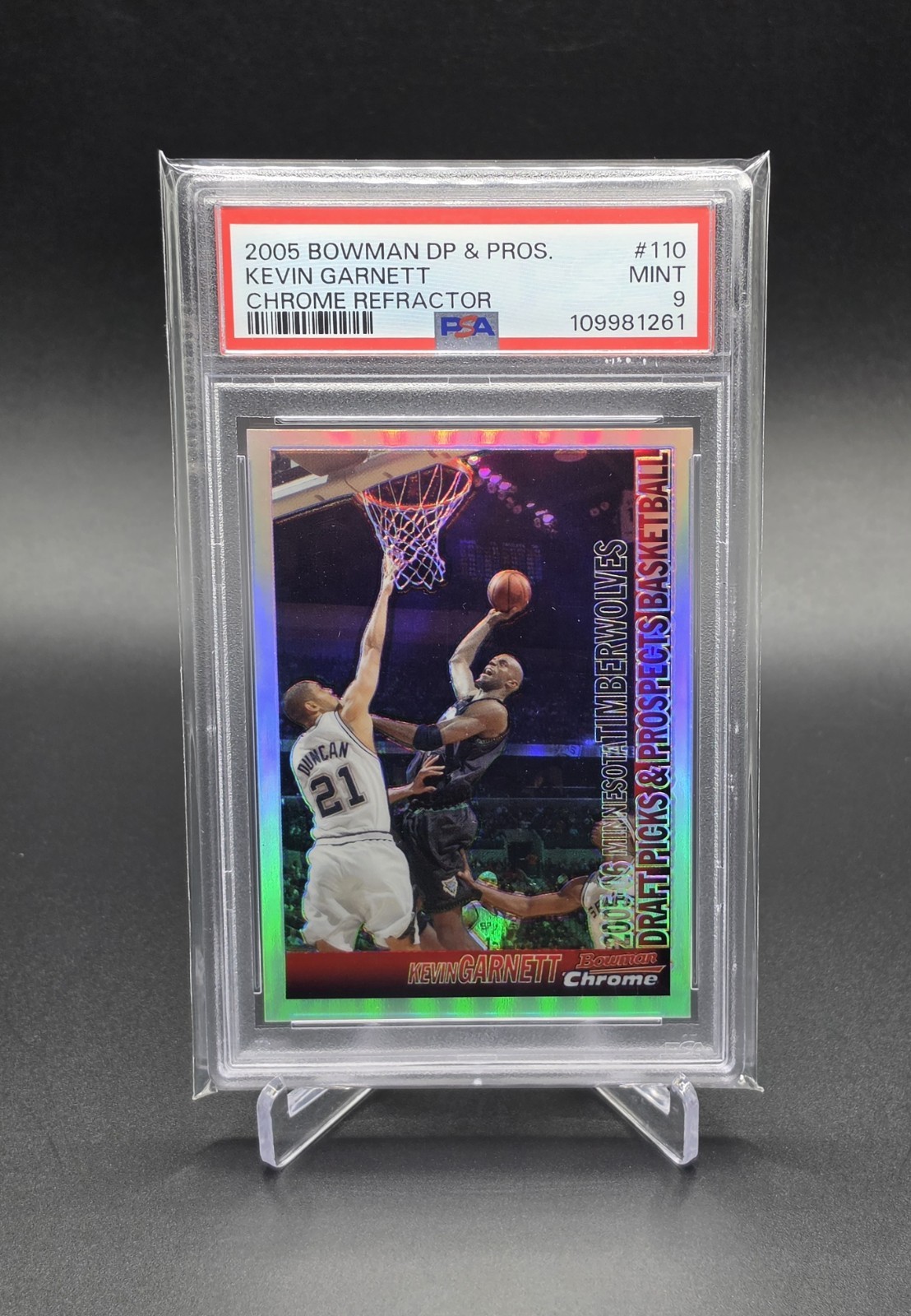 2005-06 Bowman Kevin Garnett Refractor /300 Nasty Timmy Poster PSA 9
