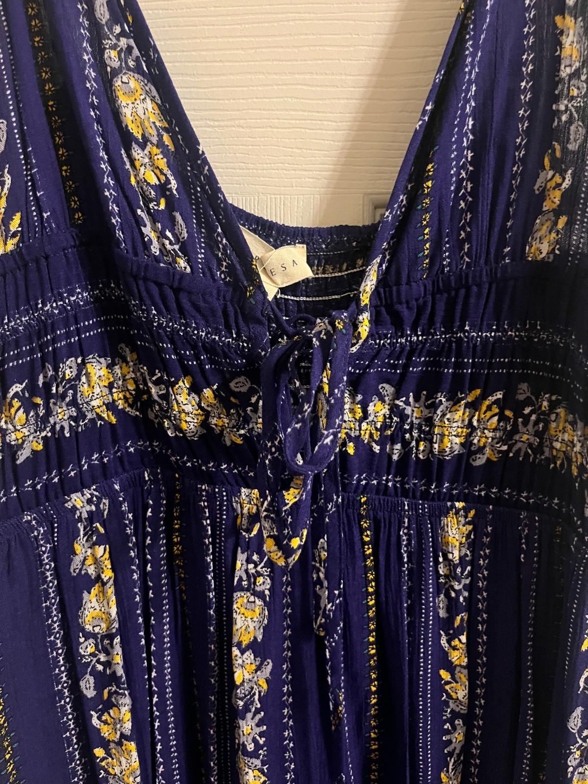 Promesa Blue Spaghetti Strap Maxi Dress with Keyhole Design, Size L