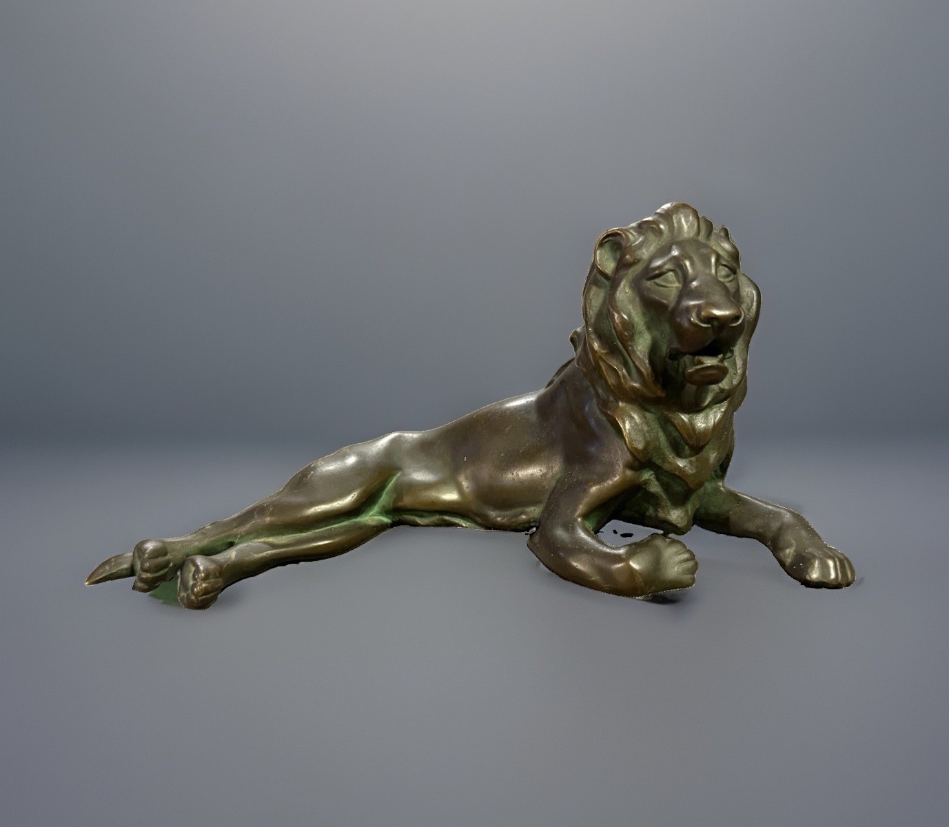 Antique Bronze Lion Sculpture w/ Verdigris Patina B. Altman & Co Austria