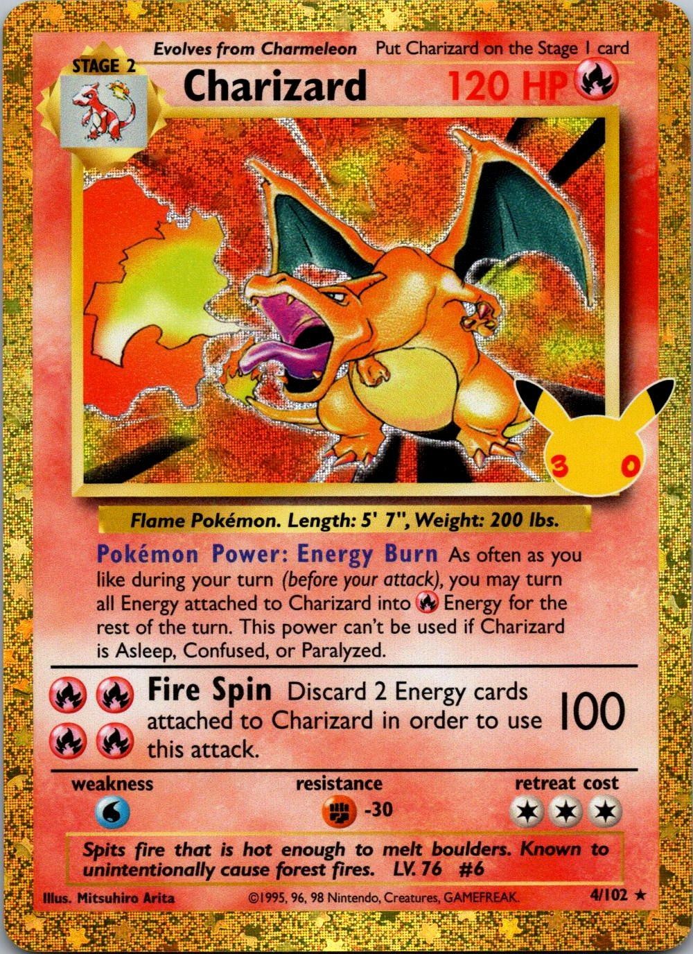 CHARIZARD 4/102 HOLO POKEMON ME: 30TH CELEBRATION CLASSIC COLLECTION NM/M