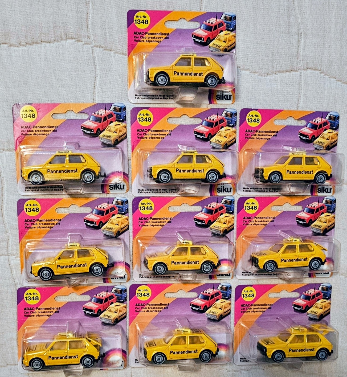Lot of 10 1987 Siku #1348 ADAC Road Assistance Pannendienst VW Golf Germany NIP