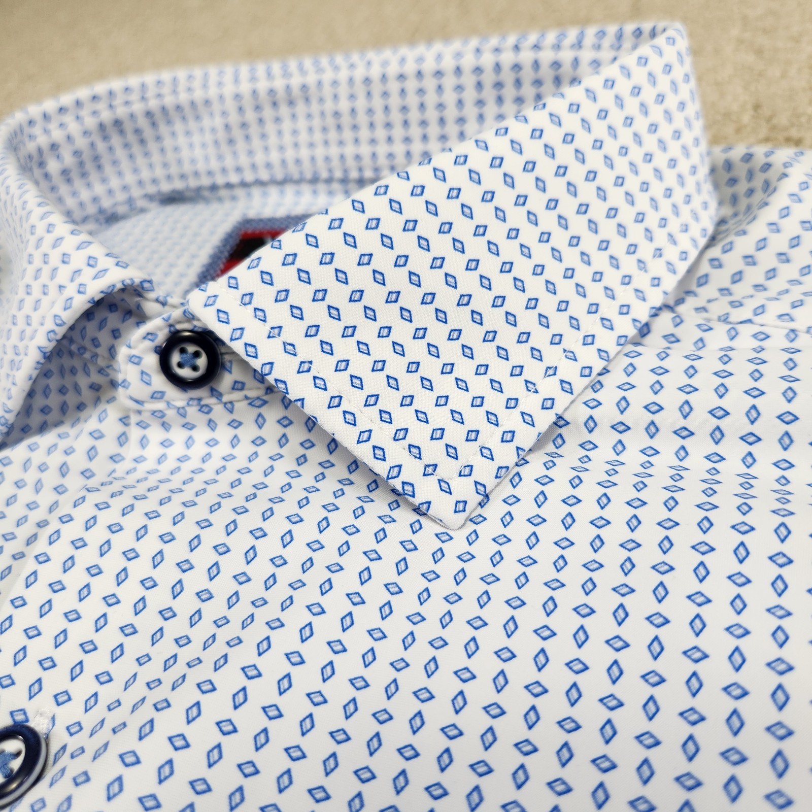 Johnston And Murphy XC4 Shirt Men Large Blue Geometric Extreme Comfort Stretch Johnston And Murphy XC4 Shirt Men Large Blue Geometric Extreme Comfort Stretch