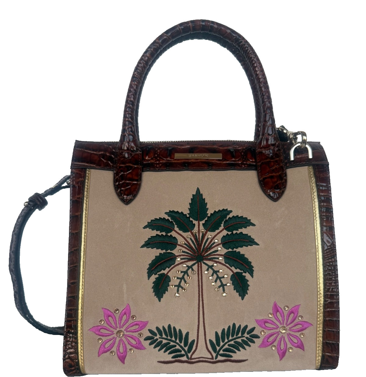 Brahmin Small Caroline Pecan Palawan Leather Satchel NWT $425 Brahmin Small Caroline Pecan Palawan Leather Satchel NWT $425