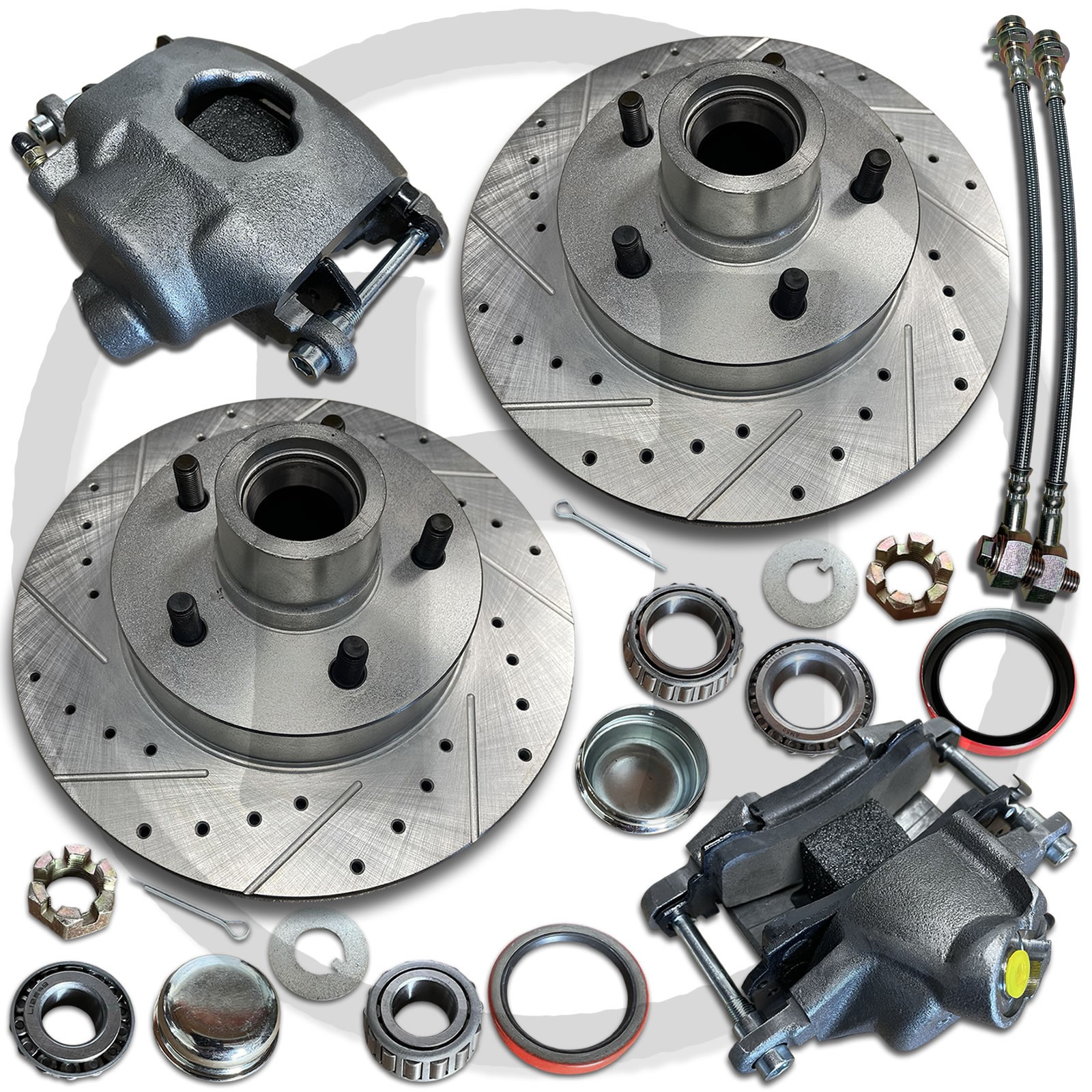 1973-1987 C10 Squarebody Front Disc Brake Rotors Calipers & Brakelines 5 Lug