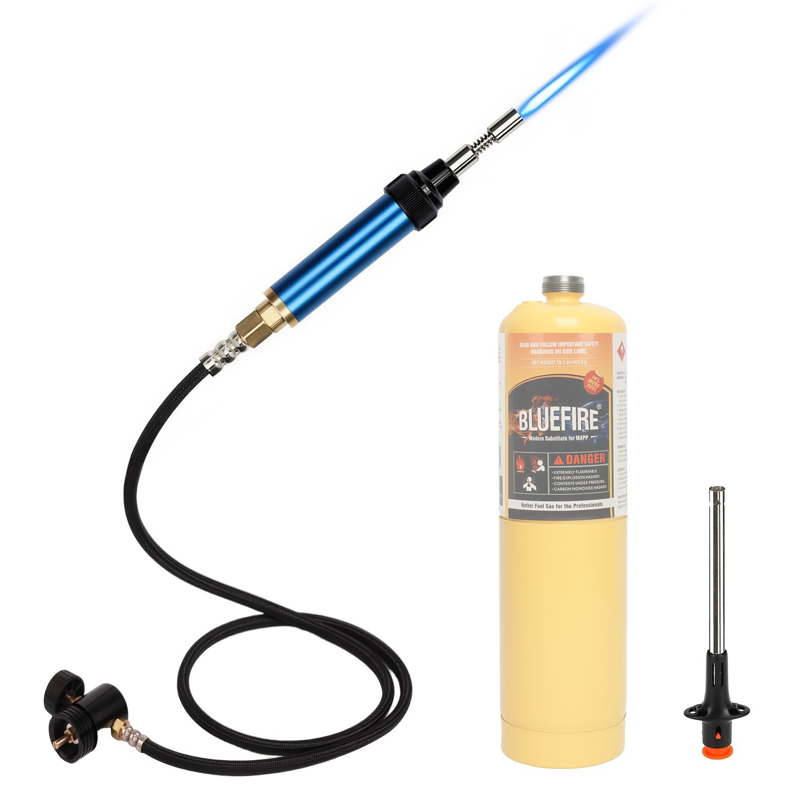 BLUEFIRE Propane/MAP Gas Soldering Torch Head Multi-Function With 3\' Hose