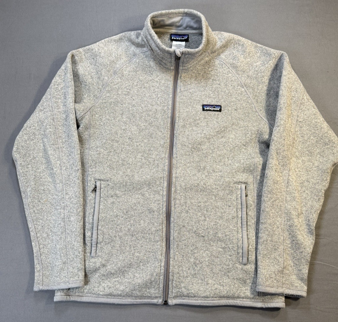 Patagonia Mens Light Gray Fleece Jacket Full Zip Size Medium Pockets 