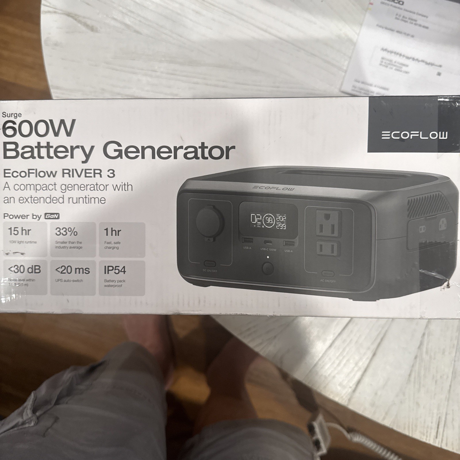 EcoFlow RIVER 3 500W Li-Ion Battery Generator LCD Portable Black EcoFlow RIVER 3 500W Li-Ion Battery Generator LCD Portable Black