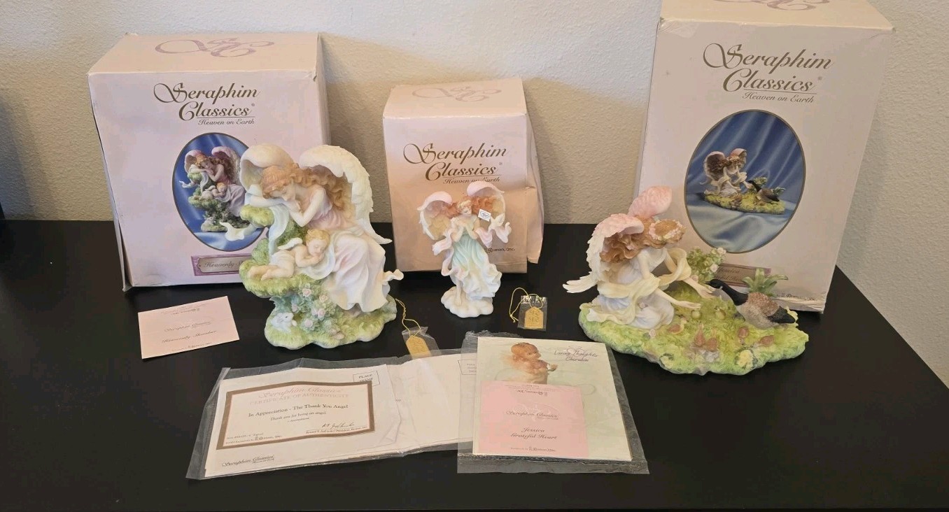 Roman Seraphim Classics Lot Of 3, Jessica Slumber Thank You New Vintage Retired Roman Seraphim Classics Lot Of 3, Jessica Slumber Thank You New Vintage Retired