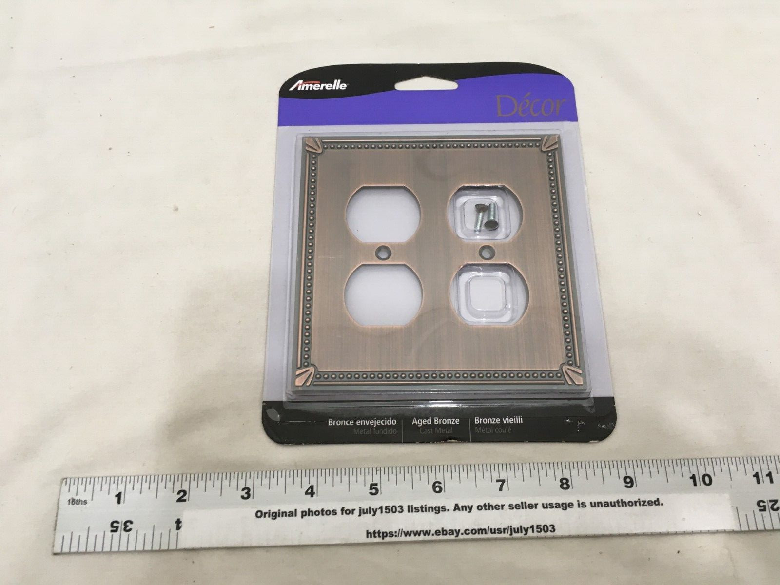 Amerelle Imperial Bead 2 Gang Duplex Metal Wall Plate - AGED BRONZE - 74DDDB sw