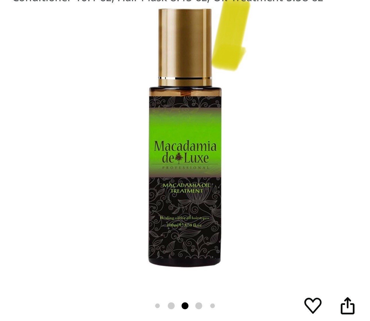 Macadamia De Luxe Oil Hair Treatment  Healing Oil For All Hair Types.3.38 Fl Oz