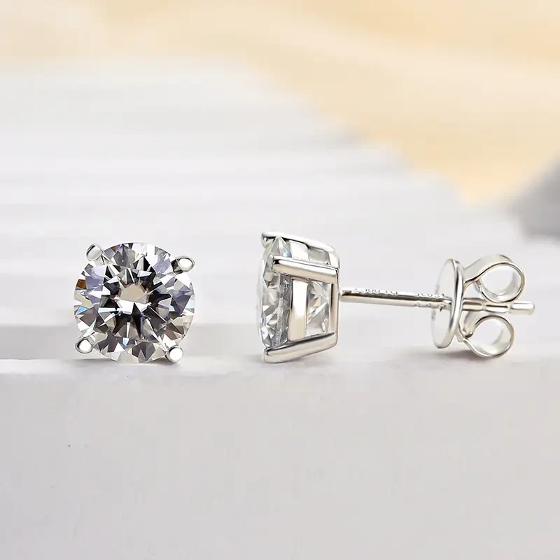 Certified 4.00Ct Round Lab Grown Diamond Earrings 14K Solid White Gold Stud