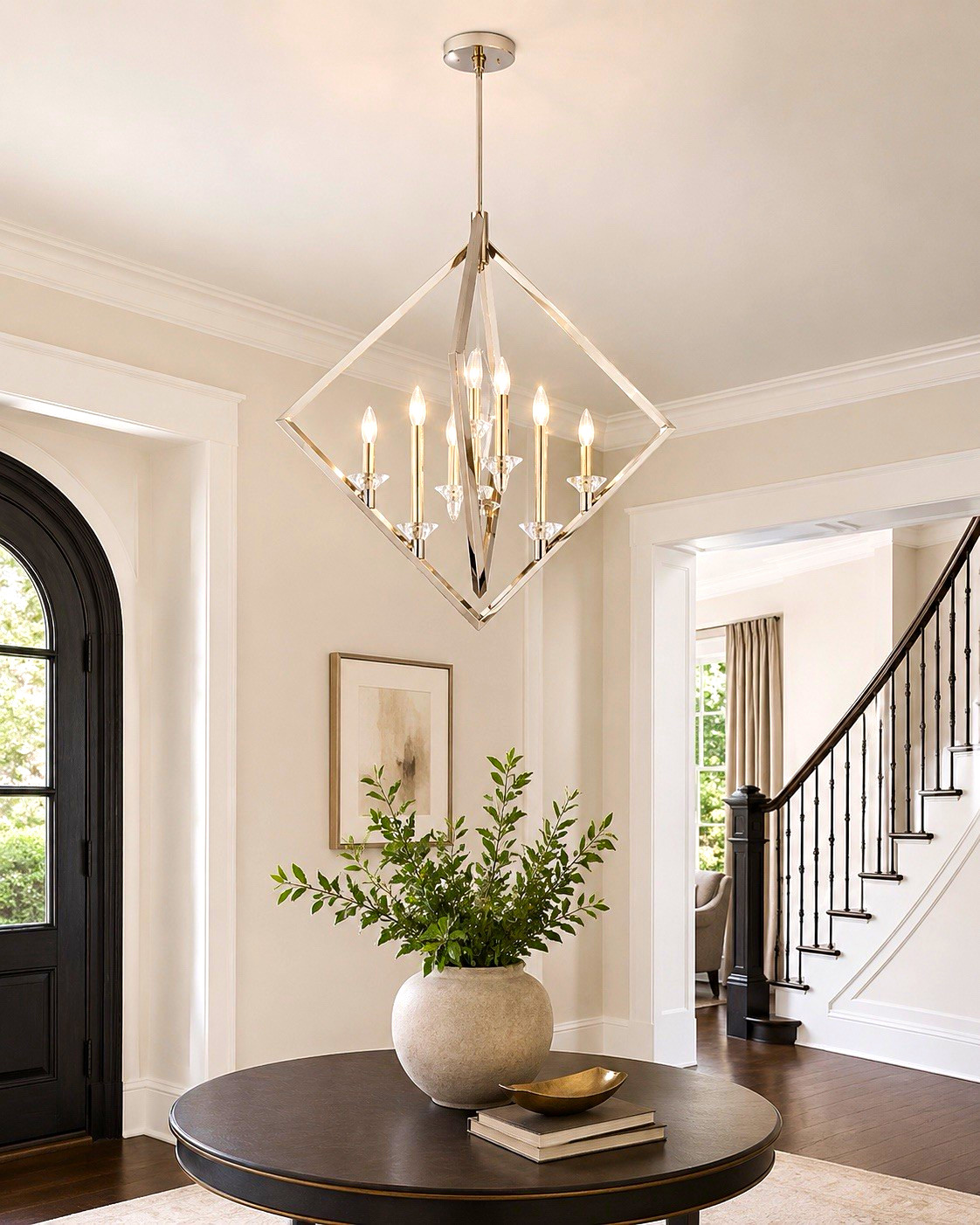 NEW SEALED Kichler Layan 43052PN 8-Light Polished Nickel Foyer Chandelier