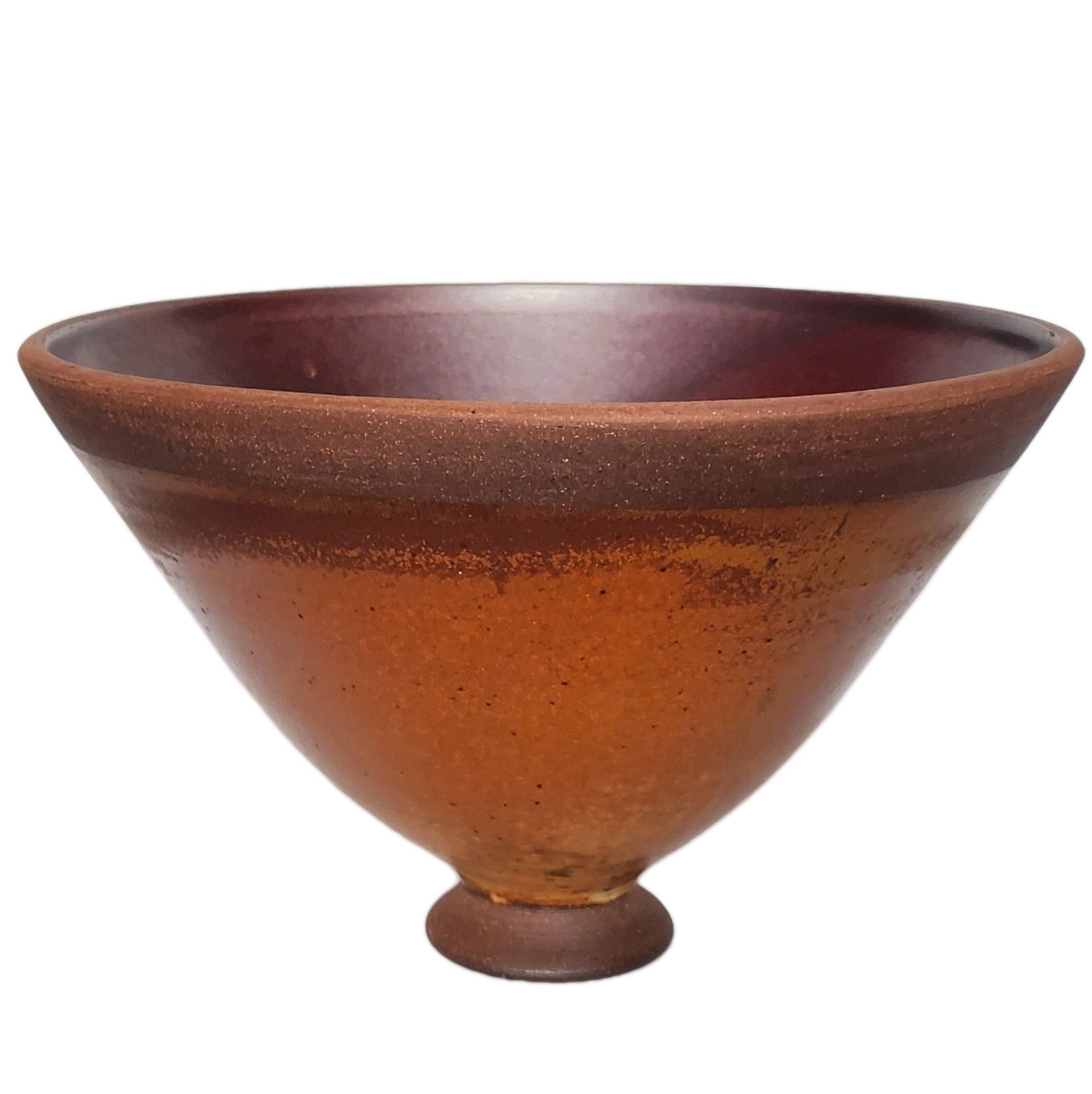 Vintage Studio Art Pottery Bowl Oxblood Interior & Rustic Brown Glaze MCM