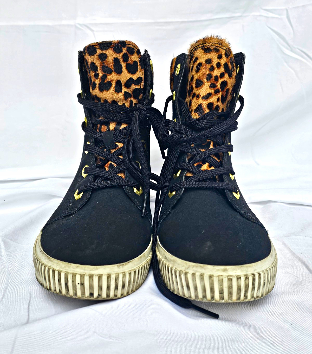 Timberland Skyla Bay Women’s 8 Black Leopard Calf Hair Nubuck Boots A2F1P